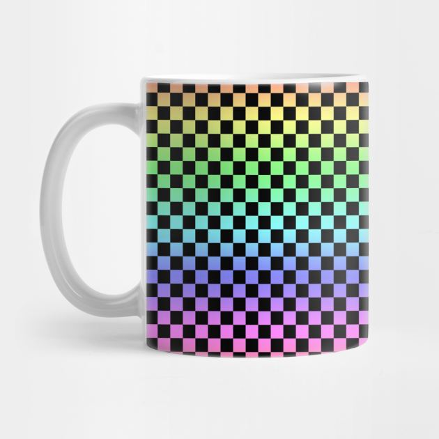 Black Checkered Rainbow Ombre Pattern by saradaboru